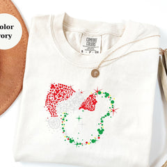 Comfort Colors Christmas Mickey Shirt, Sparkle Holiday Crewneck, Disney Inspired Christmas Shirt, Cute Festive Unisex Top