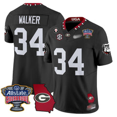 G.Bulldogs #34 Herschel Walker 2024 Sugar Bowl & Georgia Map Patch Limited Jersey