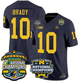 M.Wolverines #10 Tom Brady Corum 12x National Champions Patch Vapor Jersey