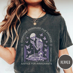 Kilmar Abrego Garcia Due Process Skeleton T-shirt, Immigrant Justice Shirt, Anti Trump/Musk Activism Tee, Anti-Fascism Top, Her Protest Wear