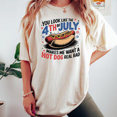 You Look Like The July 4th Shirt, Funny Fourth Of July Hot Dog T-shirt, Patriotic Crewneck, 4th Of July Tees, USA Graphic Tee, Freedom Gift