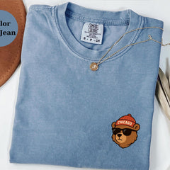 Chicago Football Shirt, Game Day Bear T-Shirt, Football Fan Sports Gift, Unisex Comfort Colors Tee For Men, Women