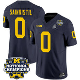 M.Wolverines #0 Mike Sainristil 2023 National Champions Patch Fan Jersey