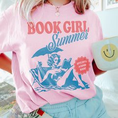 Book Girl Summer Shirt | Beach Book Lover Summer Bookish Funny Reader Oversized Beach Shirt Bookish Vacation Shirt Coconut Girl Romance Book