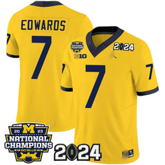 M.Wolverines #7 Donovan Edwards 2024 & National Champions Patch Fan Jersey