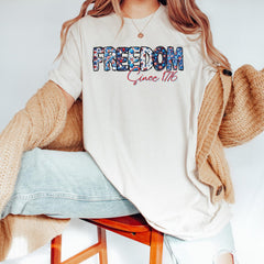 Floral Freedom 4th of July Usa Flag Shirt, Floral Flag T-Shirt, 4th of July Graphic Tee, Women's 4th of July Tee Gift,American Flag Crewneck