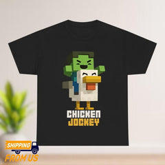 Chicken Jockey Shirt, Funny Videogame Shirt, Cartoon Graphic Shirt, Quirky Game Tee for Chicken Lovers Shirt, Minecraft Movie Shirt
