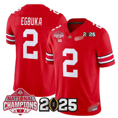 O.S Buckeyes #2 Emeka Egbuka 2025 National Champions Patch Limited Jersey