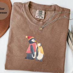 Cute Winter Penguins T-Shirt, Holiday Penguin Family Tee