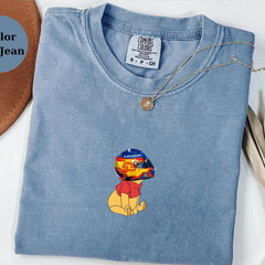 Carlos Sainz Racing Helmet Winnie The Pooh Shirt, Funny F1 Fan Crewneck, Cartoon Racer Top, Motorsport Gift, Comfort Colors Unisex Shirt