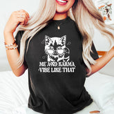 Karma Is A Cat Shirt, Me And Karma Vibe Like That Shirt, Lyric Merch, Midnights Album Inspired Tee, Concert Shirt, Minimal Shirt, Women Tees