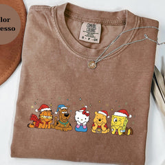 Christmas Cartoon Friends T-Shirt, Cute Holiday Characters Tee, Funny Xmas Graphic Shirt, Cozy Unisex Gift