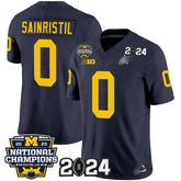 M.Wolverines #0 Mike Sainristil 2024 & National Champions Patch Fan Jersey