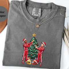 Ferrari Racing Team, Lewis Hamilton and Charles Leclerc F1 Christmas Tree Tee, Racing Driver Holiday T-Shirt, Racing Fan Xmas Gift Top