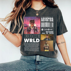 Juice Wrld Legend Never Die 90s Shirt, Bootleg Rapper Retro Juice Wrld's Gift For Fan