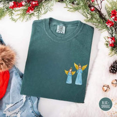 Angel Christmas Shirt, Minimal Holiday Tee, Guardian Angel Graphic Shirt, Cute Xmas Gift Top, Festive Comfort Colors Tee