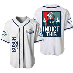Trump Busch Light Baseball Jersey, Indict This, Trump Baseball Jerseys Shirts for Men Women Shirts Button Down Baseball Jersey - Shirt King