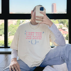 I Get The Job Done Shirt, Roan The Giver Tee, Pink Pony Girl, Western Comfort Colors Shirt, Lesbian Shirt, Midwest Princess Pride Shirt