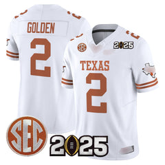 T.Longhorns #2 Matthew Golden 2025 CFP Final Patch Fan Jersey