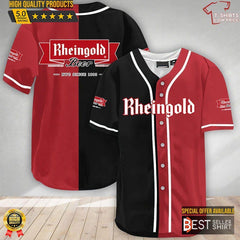 Black And Crimson Split Rheingold Beer Baseball Jersey Shirt Beer Logos Shirt Beer Brands Gift - Best Seller Shirts Design In Usa - Shirt King