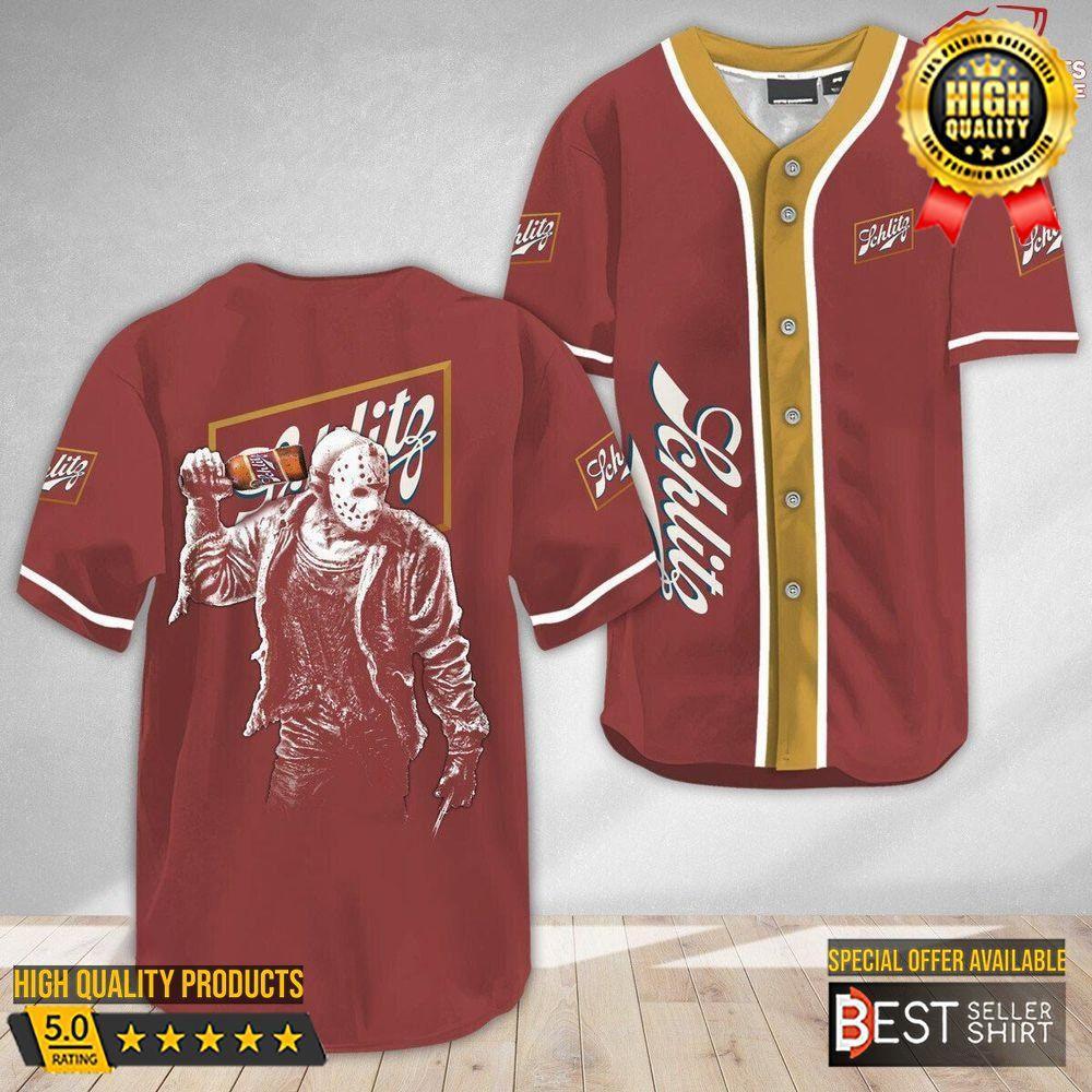 Horror Jason Voorhees Schlitz Beer Brands Baseball Jersey Shirt Beer Lovers - Best Seller Shirts Design In Usa - Shirt King
