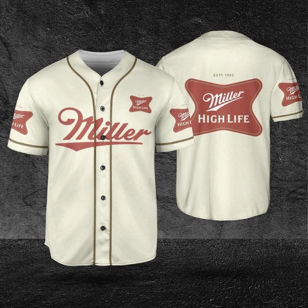 Miller High Beer Logos Life Baseball Jersey Shirt Beer Brands Miller High Gift - Best Seller Shirts Design In Usa - Shirt King