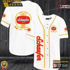 Schaefer Beer White Baseball Jersey Shirt Beer Logos Shirt Beer Brands Gift - Best Seller Shirts Design In Usa - Shirt King