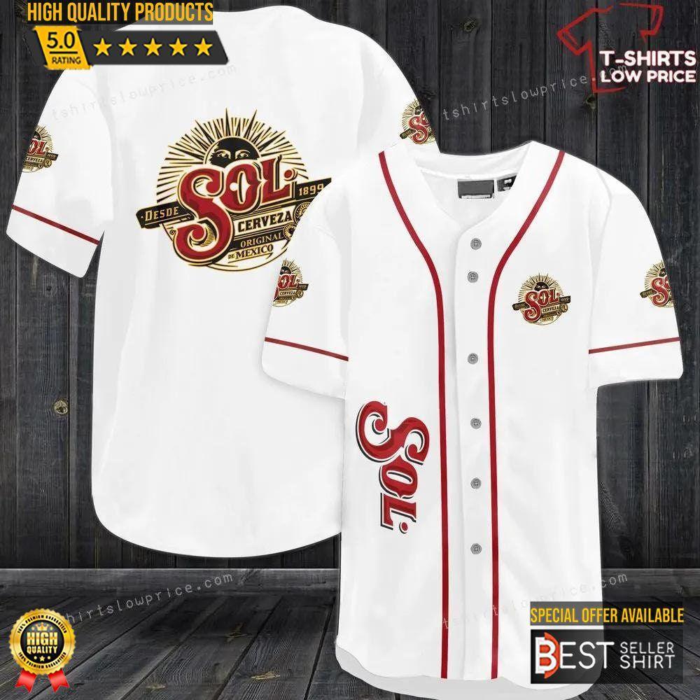 Sol Cerveza Beer White Baseball Jersey Shirt Beer Logos Shirt Beer Brands Gift - Best Seller Shirts Design In Usa - Shirt King