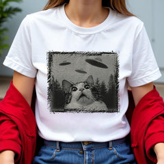 Cat and UFOs, Graphic Tees, Funny Shirts, Mens Tshirt, Graphic Tshirts, Tshirt Gifts, Tshirts, Novelty Tshirts, Mens Tshirt Gifts, Weird Tee