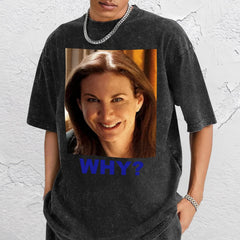 Funny WHY Meme Shirt, Viral Mystery Face Tee, Weird AI Face T-Shirt, Sarah Sherman Style SNL Shirt, Unisex Graphic Tee