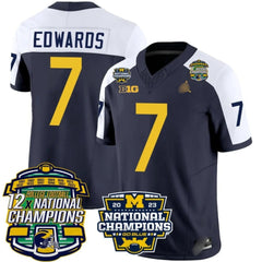 M.Wolverines #7 Donovan Edwards Corum 12x National Champions Patch Vapor Jersey