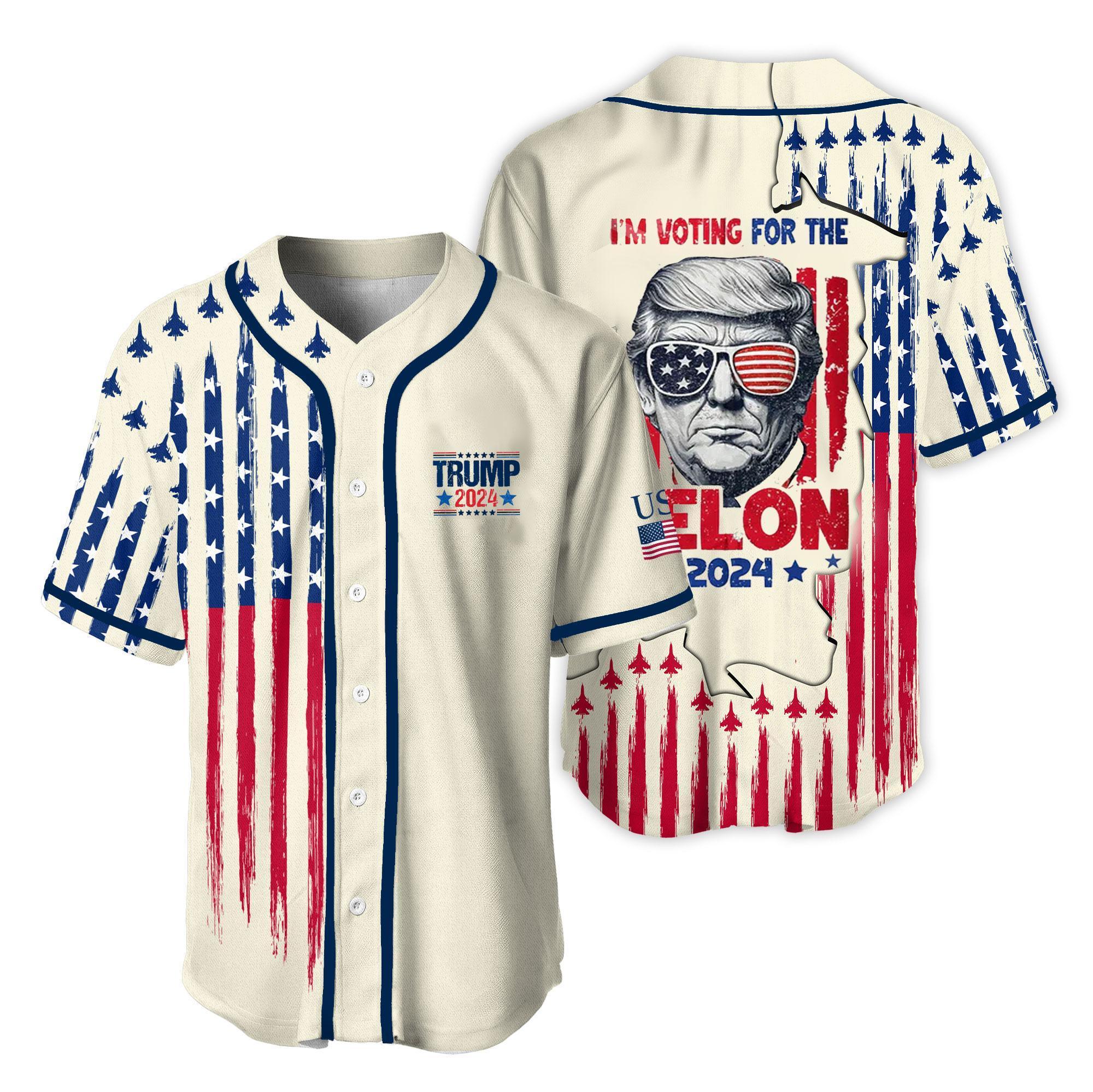 I'm Voting For The Felon 2024, Trump 2024 America Flag Baseball Jersey, USA Summer Jersey for Men and Women - Shirt King