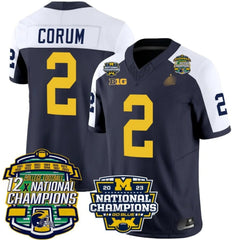 M.Wolverines #2 Blake Corum 12x National Champions Patch Vapor Jersey