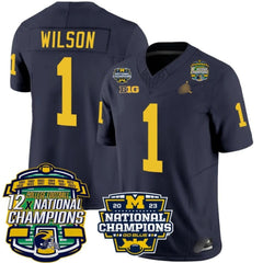 M.Wolverines #1 Roman Wilson Corum 12x National Champions Patch Vapor Jersey