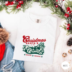 Vintage Santa Car Christmas Shirt, Retro Holiday Graphic Tee, Classic Xmas Gift, Santa Driving Car T-Shirt, Festive Unisex Top