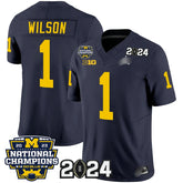 M.Wolverines #1 Roman Wilson 2024 & National Champions Patch Fan Jersey