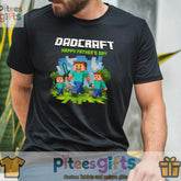 Dadcraft Happy Father's Day Shirt - Mine craft Video Games Dad Gamers Tee - Funny Pixel Gift for Geeky Dads