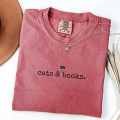 Cats and Books Shirt, Book Lover T-shirt, Bookish Tee, Reading Tshirt, Gift for Cat Lover, Bookish Gift, Librarian Shirt