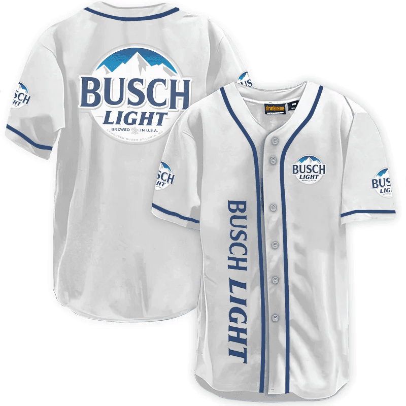 Busch Light White Baseball Jersey - Shirt King