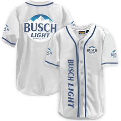 Busch Light White Baseball Jersey - Shirt King