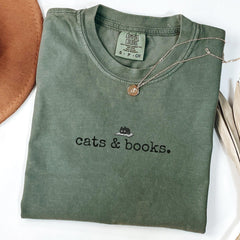 Cats and Books Shirt, Book Lover T-shirt, Bookish Tee, Reading Tshirt, Gift for Cat Lover, Bookish Gift, Librarian Shirt