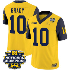 M.Wolverines #10 Tom Brady 2023 National Champions Patch Fan Jersey