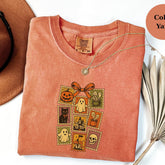 Retro Halloween Postage Stamps Shirt | Cute Ghost Pumpkin Fall Tee | Vintage Spooky Comfort Colors T-Shirt | Autumn Aesthetic Top