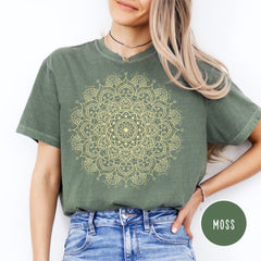 Subtle Fuck Trump and FDT Interlaced Into Intricate Mandala Design Tee Shirt, FDT Embedded Into Layer of Mandala Design Tee