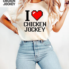 I Love Chicken Jockey Shirt, I Heart Chicken Jockey Sweatshirt, Funny MineC Joke Shirt, Funny Game Shirt