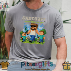 Dadcraft Happy Father's Day Shirt - Mine craft Dad Gamer Tee - Funny Pixel Gift for Geeky Dads