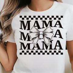Mama Shirt Coquette Mama Shirt Gift for New Mom Pregnancy Announcement Maternity Comfort Colors Mama Shirt Checkerboard Bow Mama Gift
