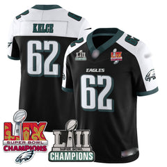 P.Eagles #62 Jason Kelce LII-LIX Super Bowl Champions Vapor Limited Jersey - Black Alternate