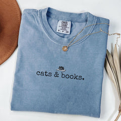 Cats and Books Shirt, Book Lover T-shirt, Bookish Tee, Reading Tshirt, Gift for Cat Lover, Bookish Gift, Librarian Shirt