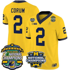 M.Wolverines #2 Blake Corum 12x National Champions Patch Vapor Jersey